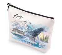 VeloKomo Alaska Souvenirs Makeup Bag - Alaskan Cruise Essentials for Women Portable Toiletry Pouch Trip Must Haves Watercolor Travel Cosmetic Bags Birthday Christmas Gifts for Girls Mom Friend