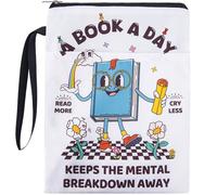 VeloKomo Funny Reading Book Sleeve - Inspirational Books Covers Protector for Paperbacks Waterproof Bookish Pouch Bookworm Accessories Birthday Christmas Gift for Readers Friend Sister Women Teen