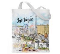 VeloKomo Las Vegas Tote Bag - City Souvenirs Travel Essentials Cotton Totes for Trip Work Reusable Grocery Bags Shopping Handbag Thanksgiving Christmas New Year Gift for Women Mother Wife Friends