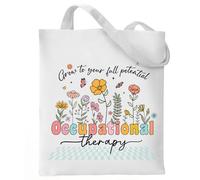 VeloKomo Occupational Therapist Tote Bag - Reusable Canvas Totes Cotton Grocery Shopping Bags with Pocket Aesthetic Handbag for Work Travel Appreciation Christmas New Year Birthday Gift for Women