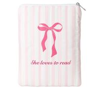 VeloKomo Padded Ereader Sleeve for Kindle - Protective Book Sleeve Pouch for 6-7 Inch Paperbacks and Tablet Carrying Pink Bow Reading Accessories Bookworms Reading Lovers Women Friends Birthday Gifts