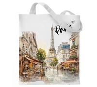 VeloKomo Paris Gifts Tote Bag - Travel Souvenirs from France Cotton City Themed Totes Reusable Grocery Bags for Shopping Beach Aesthetic Handbag Christmas New Year Birthday Gift for Women Mom Daughter