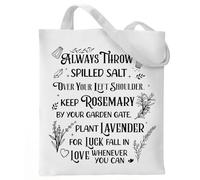 VeloKomo Witchy Gifts Tote Bag - Goth Totes for Women Always Throw Spilled Salt Magic Witch Shopping Grocery Handbag Travel Work Accessories Halloween Birthday Appreciation Gift for Girls Mom Friends
