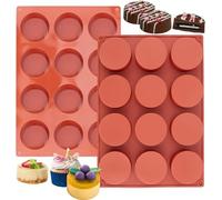 VELOKOVA 2 Pack Round Cylinder Silicone Moulds 12 Cavity Reusable Bakeware for Cake Pops, Soap, Chocolate, Bath Bombs, Cheesecake, Candy | Food Safe & Flexible