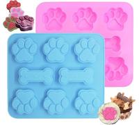 VELOKOVA 2 PCS Paw Print Silicone Mould - Dog Treats Ice Lolly, Chocolate Baking Mould for Pets, Wax Melts & Candy | Non-Stick, Dishwasher