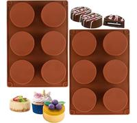 VELOKOVA 2PCS Food-Grade Round Cake Silicone Mould 6-Cavity Round Cylinder Chocolate Cookie Mold Non-Stick Baking Tools for Oreo Cake Cheesecake, Soap & Candy (UK Kitchen Bakeware)