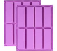VELOKOVA 8-Cavity Large Rectangle Silicone Mould - Premium Chocolate Bar, Granola & Energy Bar Maker for Baking, Brownies, Cheesecake & Soap Crafting (2 Pack)