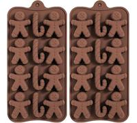 VELOKOVA Christmas Silicone Baking Moulds 2PC 12-Cavities Gingerbread Men & Candy Cane Moulds for Chocolate, Biscuits, Jelly, Muffins - BPA Free Party DIY Decor