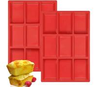 VELOKOVA Silicone Mini Loaf Pan 2PCS, 9-Cavity Non-Stick Baking Mould for Mini Bread, Cake, Brownie, Meatloaf & Soap Bars | 4oz Per Cavity | Dishwasher Safe (31x21cm)