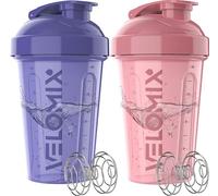 VELOMIX -2 Pack- 20 oz Protein Shaker Bottles for Protein Mixes - 2x Wire Whisk | Leak Proof Shaker Cups for Protein Shakes and Pre Workout | Protein Shaker Bottle Pack (94) Lavender Glow
