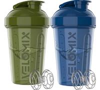 VELOMIX -2 Pack- 20 oz Protein Shaker Bottles for Protein Mixes - 2x Wire Whisk | Leak Proof Shaker Cups for Protein Shakes and Pre Workout | Protein Shaker Bottle Pack | Protein Mixer Cup