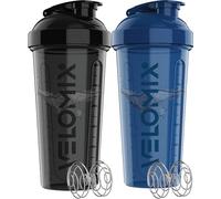 VELOMIX -2 PACK- 828ml Protein Shaker Bottle - 2x Wire Mixball for Lump-Free Shakes | Leak Proof Shaker for Protein Shakes | Protein Shake Bottle for Mixing Powdered Shakes | BPA-Free Shaker Cup