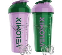 VELOMIX -2 PACK- 828ml Protein Shaker Bottle -2x Wire Mixball | Leak Proof Shaker For Protein Shakes | Large, Stackable Protein Shake Bottle | Dishwasher Safe Gym Bottle (Flower Set)