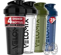 VELOMIX 4 Pack 28oz Protein Shaker Bottle for Protein Mixes, NeoCool