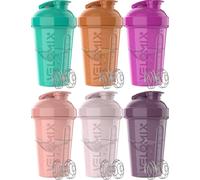 VELOMIX -6 PACK- 20 OZ Protein Shaker Bottles for Protein Mixes, Shaker Cups for Protein Shakes, Small Shaker Bottle Pack, Shaker Cup, Shakers for protein Shakes (Rose Garden - 6 Pack)
