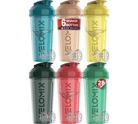 VELOMIX -6 PACK- 28 oz Protein Shaker Bottle for Protein Mixes - 6x Wire Whisk | Leak Proof Shaker Cups for Protein Shakes | Protein Shaker Bottle Pack | Protein Shake Cup (Hawai Shadows)
