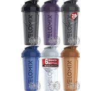 VELOMIX -6 PACK- 28 oz Protein Shaker Bottle for Protein Mixes - 6x Wire Whisk | Leak Proof Shaker Cups for Protein Shakes | Protein Shaker Bottle Pack | Protein Shake Cup (Elemental Mix)