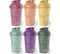 VELOMIX 6-Pack: 590 ml Protein Shaker Bottles for Protein Mixes, Shaker Cups for Protein Shakes, Small Shaker Bottle Pack, Shaker Cups, Shaker for Protein Shakes (Natural Tones, 6 Pieces)