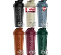 VELOMIX -6 PACK- 828ml Protein Shaker Bottle -6x Wire Mixball | Leak Proof Shaker For Protein Shakes | Large, Stackable Protein Shake Bottle | Dishwasher Safe Gym Bottle (Earth Tones Collection)
