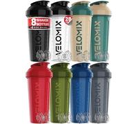 VELOMIX -8 PACK- 28 oz Protein Shaker Bottle for Protein Mixes - 8x Wire Whisk | Leak Proof Shaker Cups for Protein Shakes | Stackable Protein Shaker Bottle Pack | Dishwasher Safe