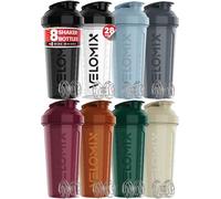 VELOMIX 8 Pack 28oz Protein Shaker Bottle for Protein Mixes, Midnight Black