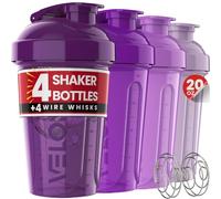 VELOMIX purple -4 PACK- 28 oz Protein Shaker Bottle for Protein Mixes - 4x Wire Whisk | Leak Proof Shaker Cups for Protein Shakes | Protein Shaker Bottle Pack | Protein Shake Cup