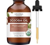 velona Jojoba Oil USDA Certified Organic - 4 oz (With Dropper) | Golden Unrefined Cold Pressed | Hexane Free