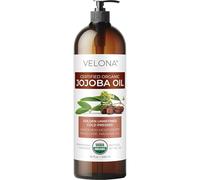 Velona Jojoba Oil USDA Certified Organic - 900ml (with Pump) | 100% Pure & Natural Carrier Oil | Gold Unrefined, Cold Pressed, Hexane Free | Moisturising for Face, Hair, Body, Skin Care, Stretch Marks