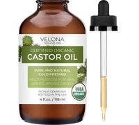 velona USDA Certified Organic Castor Oil 4 fl oz With Dropper For Hair Boost Eyelashes Eyebrows Cold pressed Natural