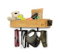 VELONT Dog Coat Rack with Shelf, Size XL, Perfect Linen Parking, Environmentally Friendly Bamboo, Dog Station for Leashes and Accessories, German Brand, Includes Waste Bag Dispenser and Mounting Kit