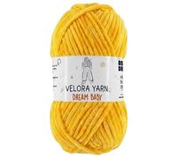 Velora Dream Baby 100% Polyester Chenille Yarn Soft Thick Chunky Yarn Skein 100g 120m, Machine Washable for Knitting&Crochet Blanket, Amigurumi, Scarf, Hat,Sweater,Plushies (Golden Yellow)