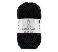 Velora Dream Baby 100% Polyester Chenille Yarn Soft Thick Chunky Yarn Skein 100g 120m, Machine Washable for Knitting&Crochet Blanket, Amigurumi, Scarf, Hat,Sweater,Plushies (Black)