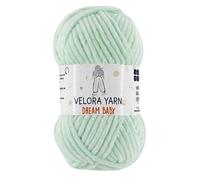 Velora Dream Baby 100% Polyester Chenille Yarn Soft Thick Chunky Yarn Skein 100g 120m, Machine Washable for Knitting&Crochet Blanket, Amigurumi, Scarf, Hat,Sweater,Plushies (Mint Green)