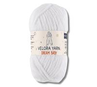 Velora Dream Baby 100% Polyester Chenille Yarn Soft Thick Chunky Yarn Skein 100g 120m, Machine Washable for Knitting&Crochet Blanket, Amigurumi, Scarf, Hat,Sweater,Plushies (White)