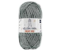 Velora Dream Baby 100% Polyester Chenille Yarn Soft Thick Chunky Yarn Skein 100g 120m, Machine Washable for Knitting&Crochet Blanket, Amigurumi, Scarf, Hat,Sweater,Plushies (Dark Grey)