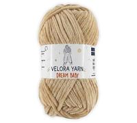 Velora Dream Baby 100% Polyester Chenille Yarn Soft Thick Chunky Yarn Skein 100g 120m, Machine Washable for Knitting&Crochet Blanket, Amigurumi, Scarf, Hat,Sweater,Plushies (Beige (Dark))
