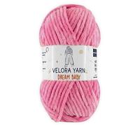 Velora Dream Baby 100% Polyester Chenille Yarn Soft Thick Chunky Yarn Skein 100g 120m, Machine Washable for Knitting&Crochet Blanket, Amigurumi, Scarf, Hat,Sweater,Plushies (Dark Pink)