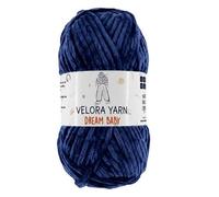 Velora Dream Baby 100% Polyester Chenille Yarn Soft Thick Chunky Yarn Skein 100g 120m, Machine Washable for Knitting&Crochet Blanket, Amigurumi, Scarf, Hat,Sweater,Plushies (Navy Blue)