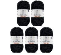 Velora Dream Baby Chenille Yarn Soft Thick Chunky Yarn Skein 100g 120m, Machine Washable for Knitting&Crochet Blanket, Amigurumi, Scarf, Hat,Sweater,Plushies (VY002-Black, Pack of 5)