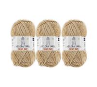 Velora Dream Baby Chenille Yarn Soft Thick Chunky Yarn Skein 100g 120m, Machine Washable for Knitting&Crochet Blanket, Amigurumi, Scarf, Hat,Sweater,Plushies (VY008-Beige (Dark), Pack of 3)