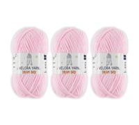 Velora Dream Baby Chenille Yarn Soft Thick Chunky Yarn Skein 100g 120m, Machine Washable for Knitting&Crochet Blanket, Amigurumi, Scarf, Hat,Sweater,Plushies (VY004-Baby Pink (Light), Pack of 3)
