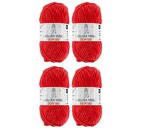 Velora Dream Baby Chenille Yarn Soft Thick Chunky Yarn Skein 100g 120m, Machine Washable for Knitting&Crochet Blanket, Amigurumi, Scarf, Hat,Sweater,Plushies (VY011-Blood Red, Pack of 4)