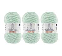 Velora Dream Baby Chenille Yarn Soft Thick Chunky Yarn Skein 100g 120m, Machine Washable for Knitting&Crochet Blanket, Amigurumi, Scarf, Hat,Sweater,Plushies (VY003-Mint Green, Pack of 3)