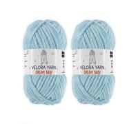 Velora Dream Baby Chenille Yarn Soft Thick Chunky Yarn Skein 100g 120m, Machine Washable for Knitting&Crochet Blanket, Amigurumi, Scarf, Hat,Sweater,Plushies (VY007-Baby Blue, Pack of 2)