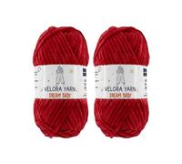 Velora Dream Baby Chenille Yarn Soft Thick Chunky Yarn Skein 100g 120m, Machine Washable for Knitting&Crochet Blanket, Amigurumi, Scarf, Hat,Sweater,Plushies (VY027-Ruby, Pack of 2)