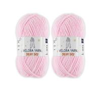 Velora Dream Baby Chenille Yarn Soft Thick Chunky Yarn Skein 100g 120m, Machine Washable for Knitting&Crochet Blanket, Amigurumi, Scarf, Hat,Sweater,Plushies (VY004-Baby Pink (Light), Pack of 2)