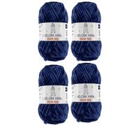 Velora Dream Baby Chenille Yarn Soft Thick Chunky Yarn Skein 100g 120m, Machine Washable for Knitting&Crochet Blanket, Amigurumi, Scarf, Hat,Sweater,Plushies (VY017-Navy Blue, Pack of 4)
