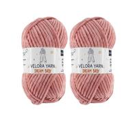 Velora Dream Baby Chenille Yarn Soft Thick Chunky Yarn Skein 100g 120m, Machine Washable for Knitting&Crochet Blanket, Amigurumi, Scarf, Hat,Sweater,Plushies (VY039-Powder, Pack of 2)