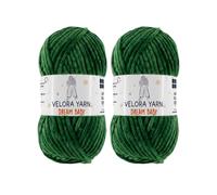 Velora Dream Baby Chenille Yarn Soft Thick Chunky Yarn Skein 100g 120m, Machine Washable for Knitting&Crochet Blanket, Amigurumi, Scarf, Hat,Sweater,Plushies (VY038-Green, Pack of 2)
