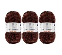 Velora Dream Baby Chenille Yarn Soft Thick Chunky Yarn Skein 100g 120m, Machine Washable for Knitting&Crochet Blanket, Amigurumi, Scarf, Hat,Sweater,Plushies (VY020-Bitter Coffee, Pack of 3)